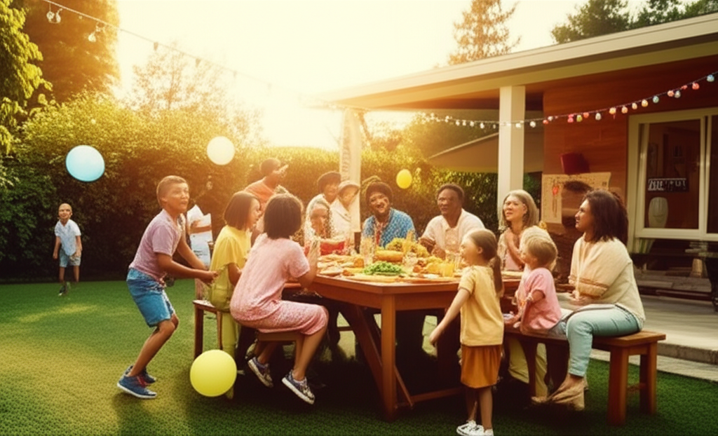 Family gathering around a table sharing memories